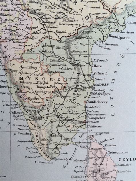 1873 INDIA & CEYLON Original Antique Map, 10.5 x 13.5 inches ...