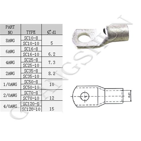 Tinned Copper Cable Lugs Ring Terminals Various AWG Sizes For Welding ...