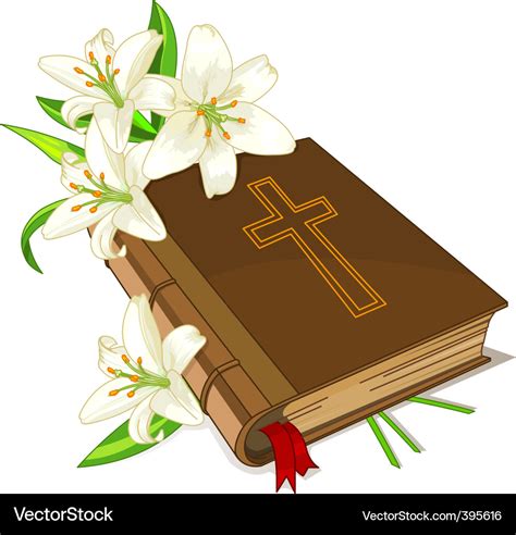 Bible and lily flowers Royalty Free Vector Image