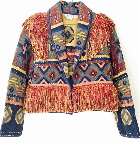 Vintage Tribal Boho Jacket / Cropped Tribal Jacket / Vintage Tapestry Indian Jacket / Boho ...