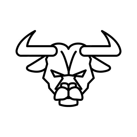 Premium Vector | A bull head with horns and a black outline on a white ...