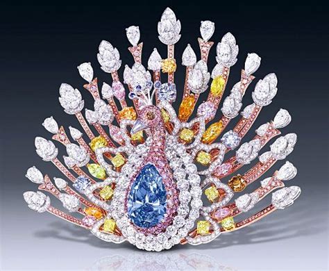 At the Center of This $100M Peacock Brooch Is a Rare 20-Carat Deep Blue Diamond | Blue diamond ...