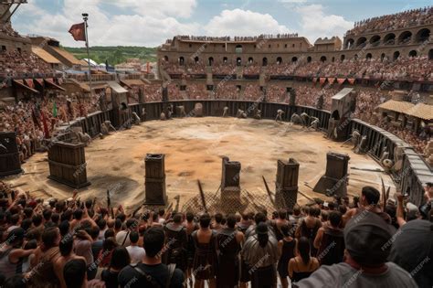 Premium AI Image | Lifesize gladiator battle arena with spectators ...