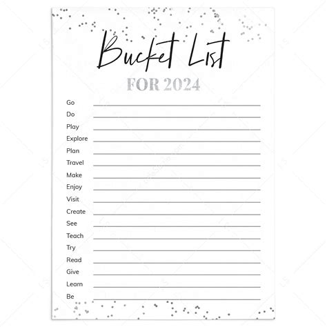 New Year Bucket List Printable | Instant Download – LittleSizzle