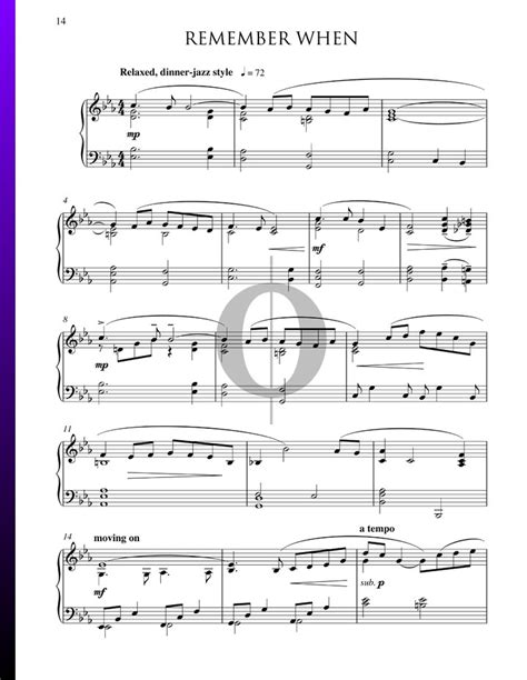 Remember When (Pam Wedgwood) Piano Sheet Music - OKTAV