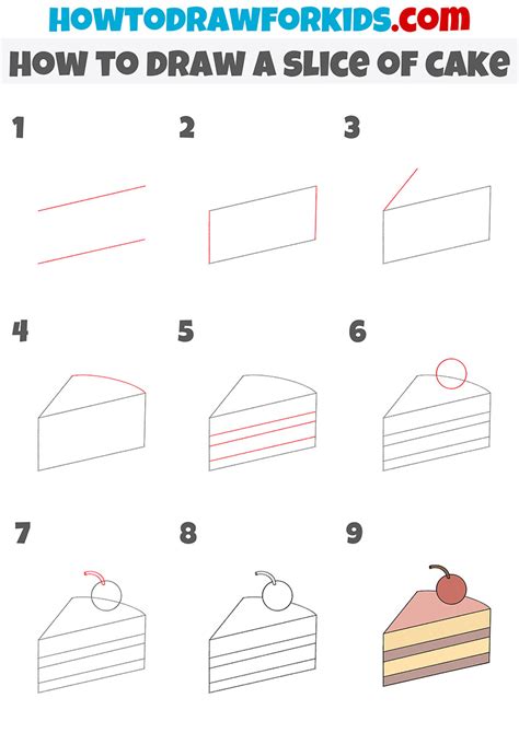 How to Draw a Slice of Cake - Easy Drawing Tutorial For Kids