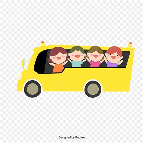 Children Bus Clipart Transparent Background, Cartoon Cute Children Take Bus To School, School ...