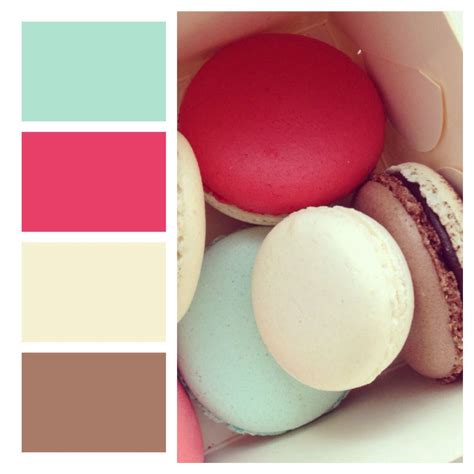 Macaroon inspired color palette. Pink mint, cream, and cocoa. | Teal palette, Color inspiration ...