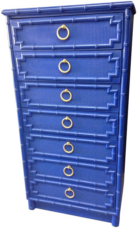 Drexel Vintage Blue Faux Bamboo Dresser | Shabby chic dresser, Faux ...