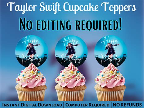 Printable Taylor Swift Cupcake Toppers Taylor Swift Birthday - Etsy