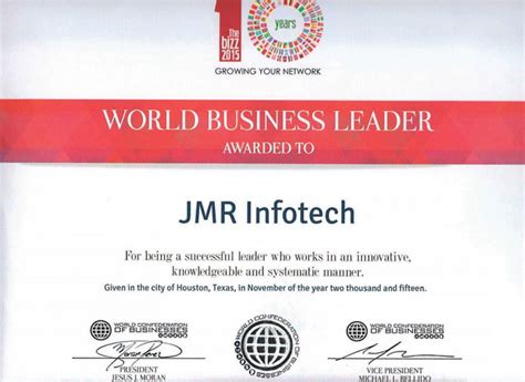 World Business Leader Awards – JMR Infotech