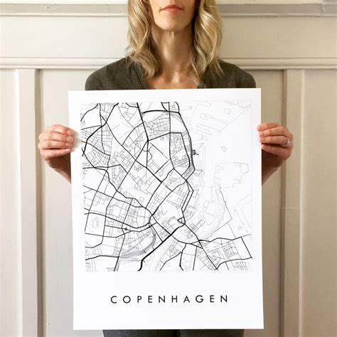 COPENHAGEN Map Hand Drawn Street Map DENMARK City Map Drawing | Etsy