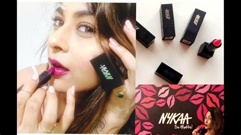 Nykaa Matte Lipsticks Swatches, Review - YouTube