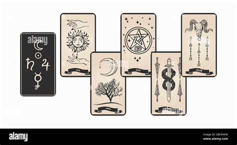 Tarot card with symbols vector illustration Stock Vector Image & Art ...