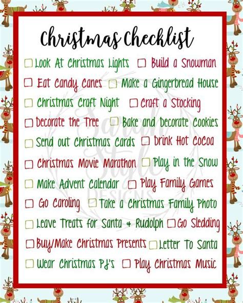 Christmas Checklist Printable - Family Tradition, Digital Print ...