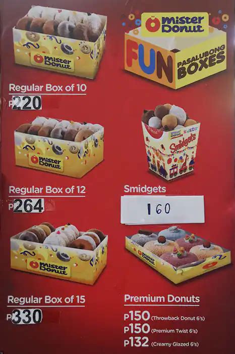 Menu at Mister Donut, Mandaue City, 8WPR+MH6