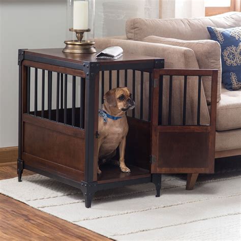 Industrial pet crate end table Decorative Dog Crates, Wooden Dog Crate ...