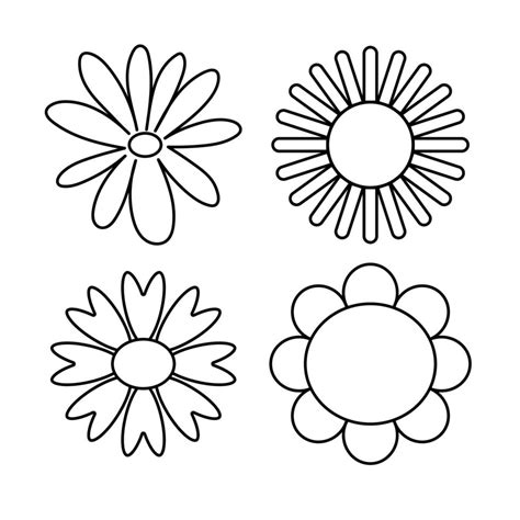 Flowers icon. Hand drawn simple black outline vector illustration clip art in doodle style ...