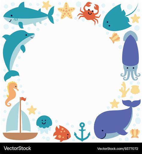 Background wallpaper with sea animals and place Vector Image