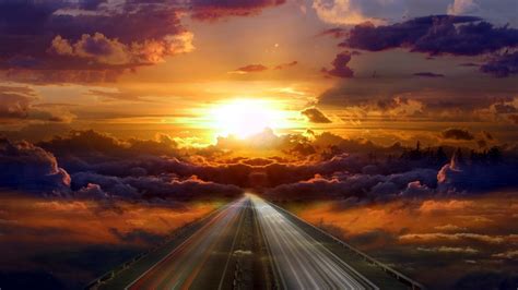 Download Cloud Sky Sunset Road Man Made Photography Manipulation HD Wallpaper