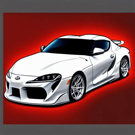 Toyota Supra Supercar Line Art Outlined Fractoluminescence Silver RoseGold Snowflake · Creative ...