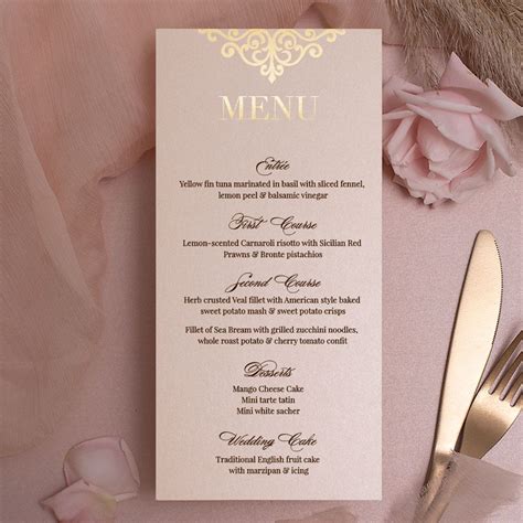 Wedding Menu Cards / Regina Rose Gold | Gold wedding stationery ...