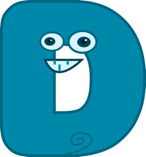 the letter d with eyes and mouth is shown in this cartoon character's image