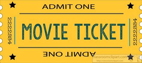 Theatre Clipart- movie-ticket-yellow-admit-one-clipart - Classroom Clipart