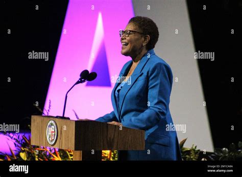 Mayor Karen Bass delivers her inaugural address at the Inauguration of ...