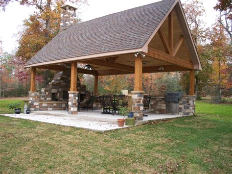 Inexpensive Backyard Pavilion Ideas 6 | Backyard pavilion, Backyard fireplace, Backyard