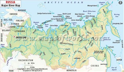 Map of Major Rivers in Russia