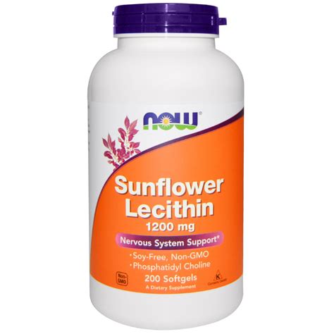 Now Foods, Sunflower Lecithin, 1200 mg, 200 Softgels - iHerb