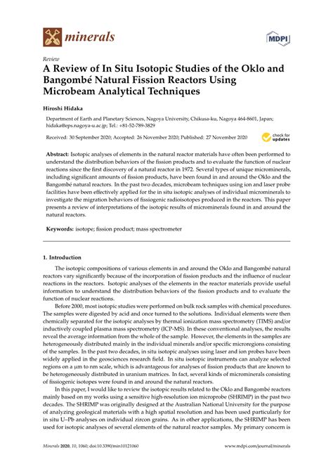 A Review of in Situ Isotopic Studies of the Oklo and Bangombé Natural Fission Reactors Using ...