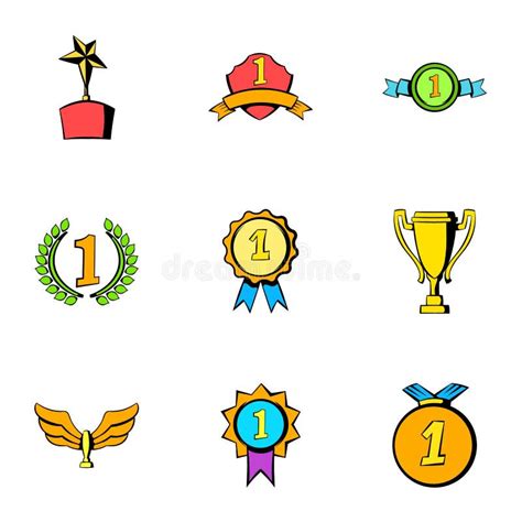 Victory Icons Set, Cartoon Style Stock Vector - Illustration of symbol, metal: 88929678