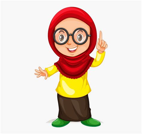 Waving-hello - Muslim Girl Cartoon, HD Png Download , Transparent Png Image - PNGitem