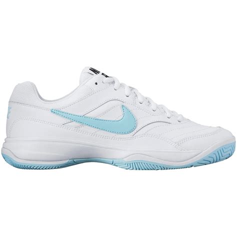 Nike Womens Court Lite Tennis Shoes - White/Still Blue - Tennisnuts.com