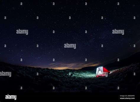 Camping with Clear Night Sky, Stars Above Stock Photo - Alamy