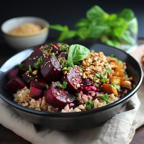 Roasted Beet and Gaba Rice Bowl - Sattvic Recipes