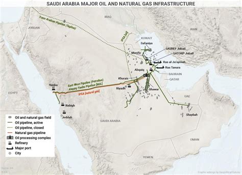 Saudi Arabia oil fields map - Saudi Arabia oil map (Western Asia - Asia)