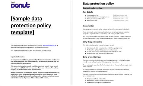 Sample Data Protection Policy Template | Policy template, Data map, Employee handbook template