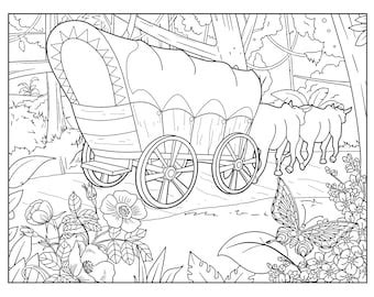 Covered Wagon Coloring Pages Free