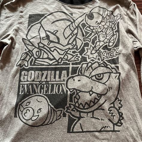 VINTAGE godzilla x evangelion, Men's Fashion, Tops & Sets, Tshirts & Polo Shirts on Carousell