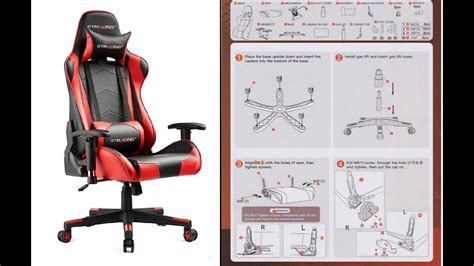 GTRACING Gaming Chair Racing Assembly Instructions PDF Manual - YouTube