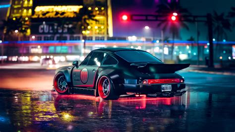 car, sports car, neon, backlight, asphalt, 4k HD Wallpaper