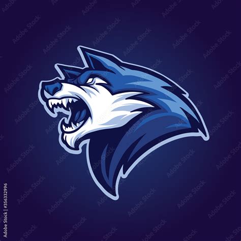 BLUE WOLF MASCOT LOGO DESIGN Stock Vector | Adobe Stock