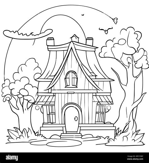 Get this amazing Beautiful Wooden House-themed coloring page vector Stock Vector Image & Art - Alamy