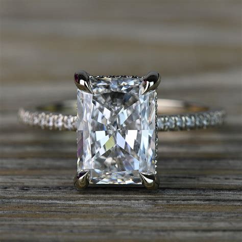 4 Carat Lab Grown Radiant Diamond Petite Engagement Ring