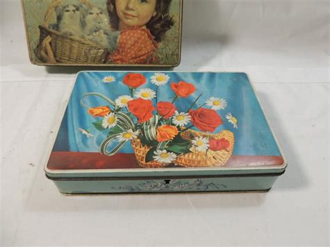 LOT 2 VINTAGE DECORATIVE CANDY TINS