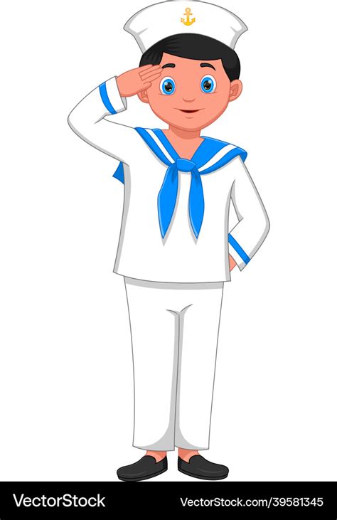 Cartoon boy wearing navy sailor costume Royalty Free Vector