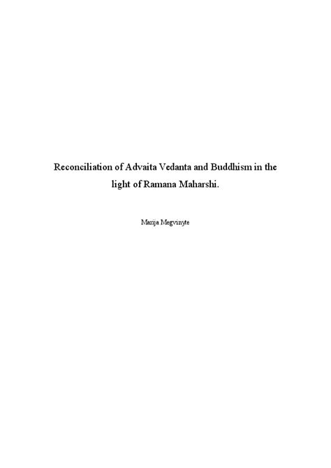 (DOC) Reconciliation of Advaita Vedanta and Buddhism in the light of Ramana Maharshi. | maria ...